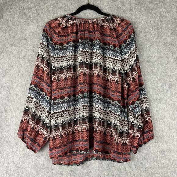 Garnet Hill 100% Silk Tunic Top Womans XL Floral Lightweight Boho Peasant Artsy - Picture 9 of 13